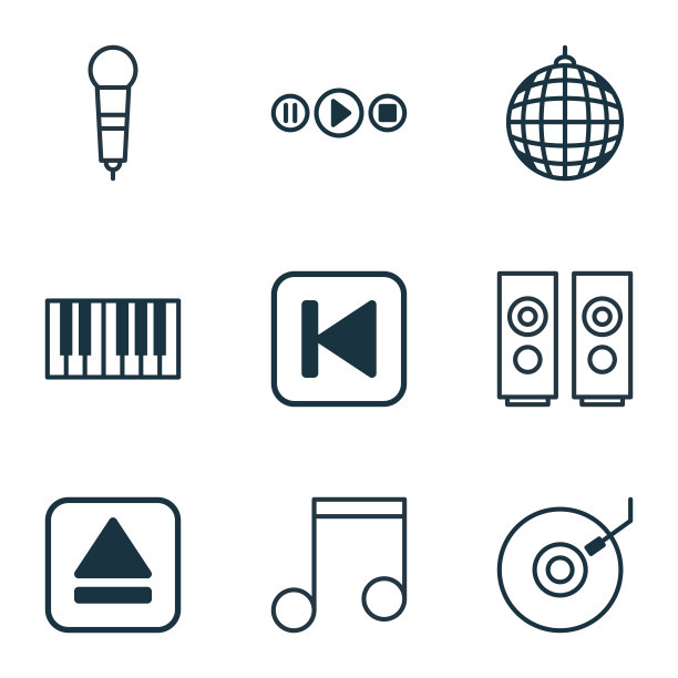 一套9多媒体图标包括提取设备图片下载