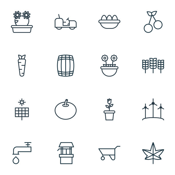 一套16园艺图标包括根水图片下载