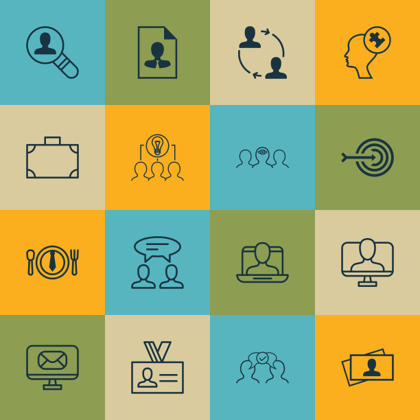 包括16个业务管理图标的集合图片下载