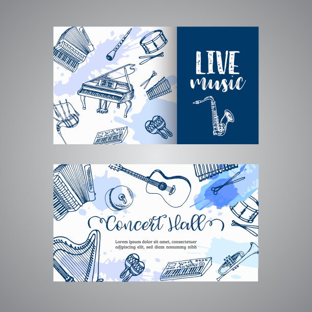 现场音乐会门票，乐器横幅图片下载