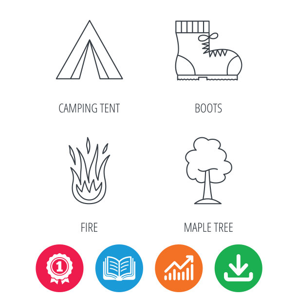 枫树露营帐篷和登山靴图片下载