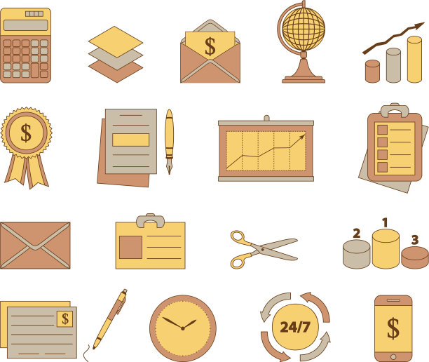 办公室和商业平面图标图片下载