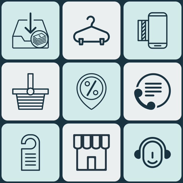 9个电子商务图标包括移动服务图片下载