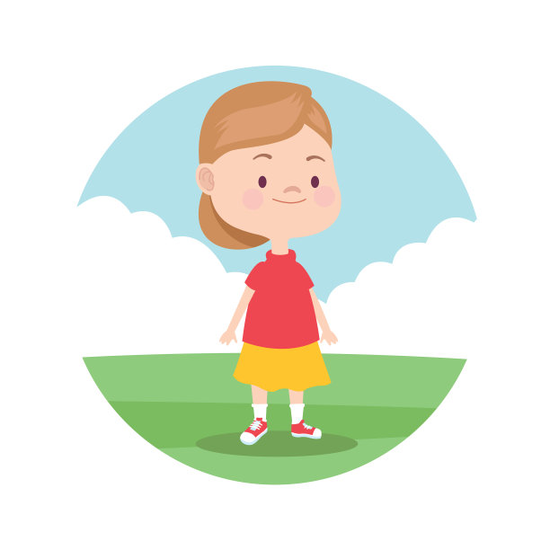小女孩在公园里玩卡通图片下载