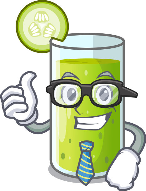 卡通玻璃杯里的商人黄瓜汁图片下载