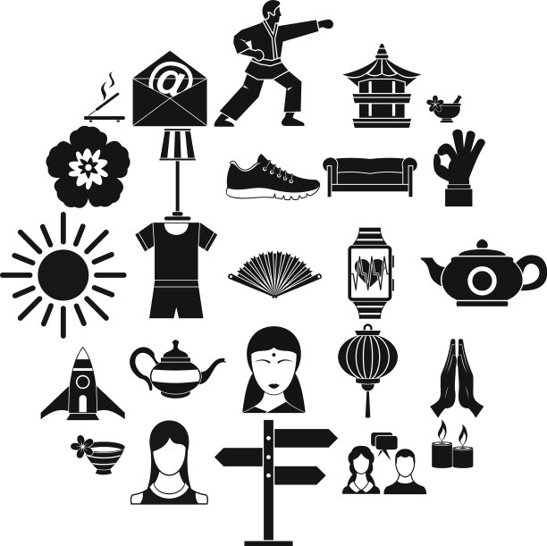 亚洲图标设置简单的风格图片下载