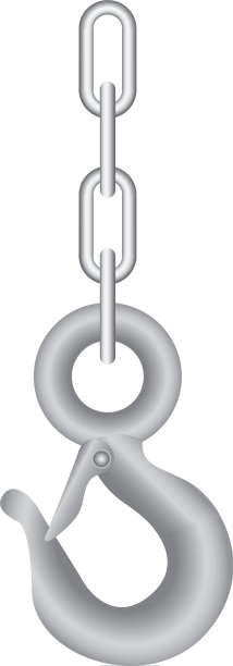 真实的银金属钩与链图片下载