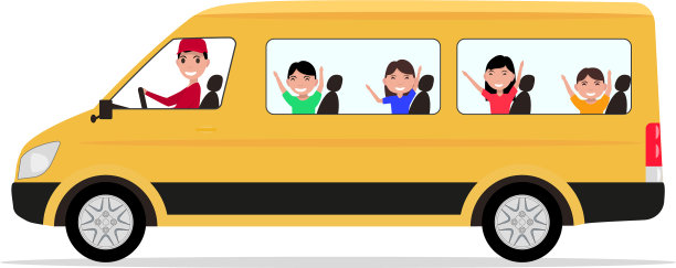 卡通小货车司机儿童乘客图片下载