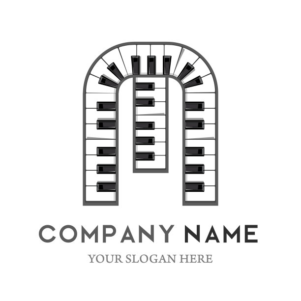 M字母标识设计钢琴键盘标识图片下载