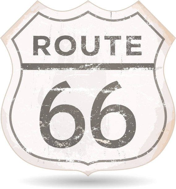 66号公路图标与垃圾和生锈的纹理图片下载