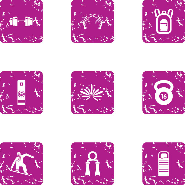 运动驱动器图标设置垃圾摇滚风格图片下载