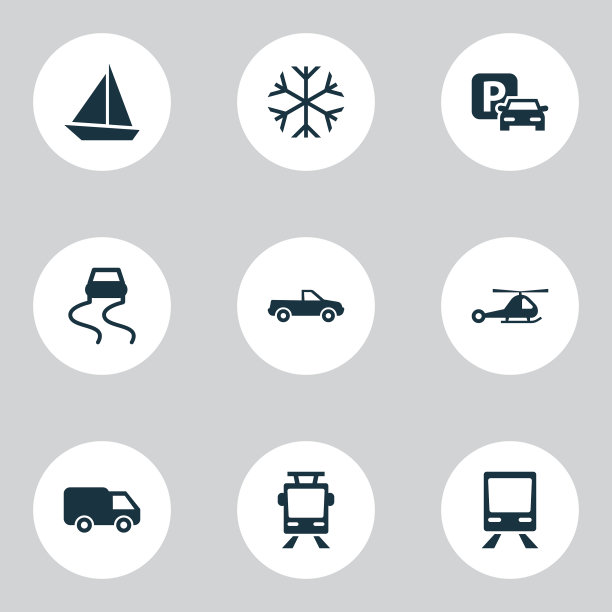 运输图标设置滑路皮卡货车图片下载