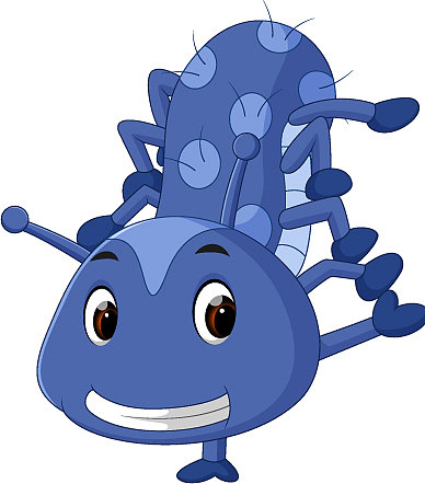 可爱的蓝色毛毛虫卡通图片下载