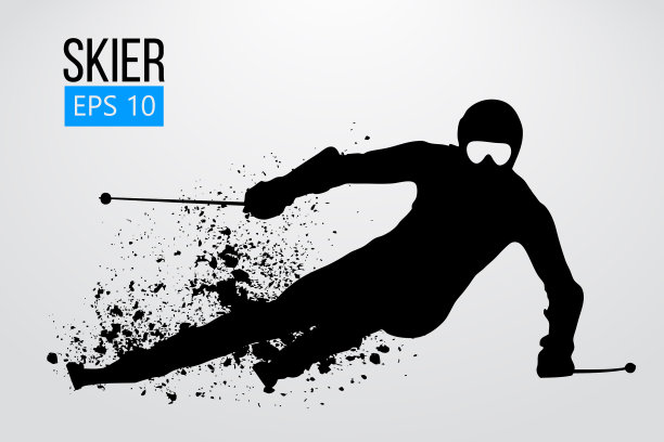 孤立的滑雪者剪影图片下载