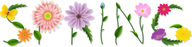 春天的文字与鲜花图片下载