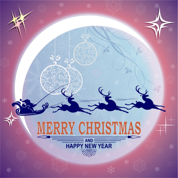 圣诞紫卡与大明亮的月亮图片下载