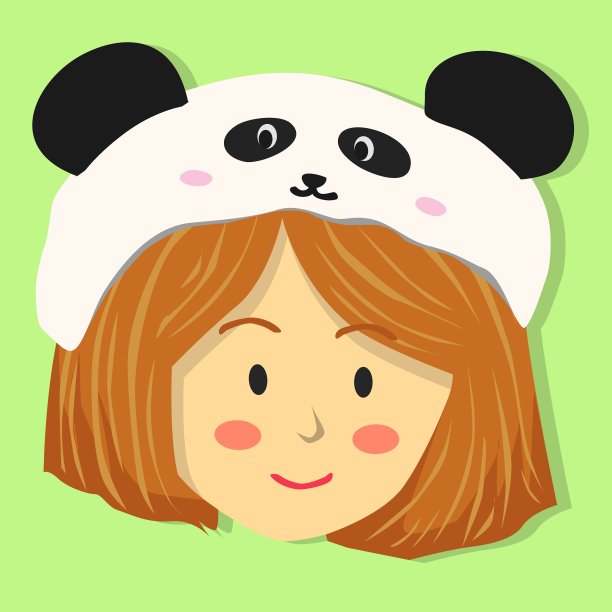 戴着熊猫帽的可爱女孩图片下载