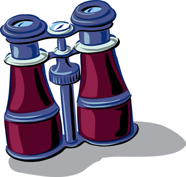 带有内置指南针的老式军用双筒望远镜图片下载