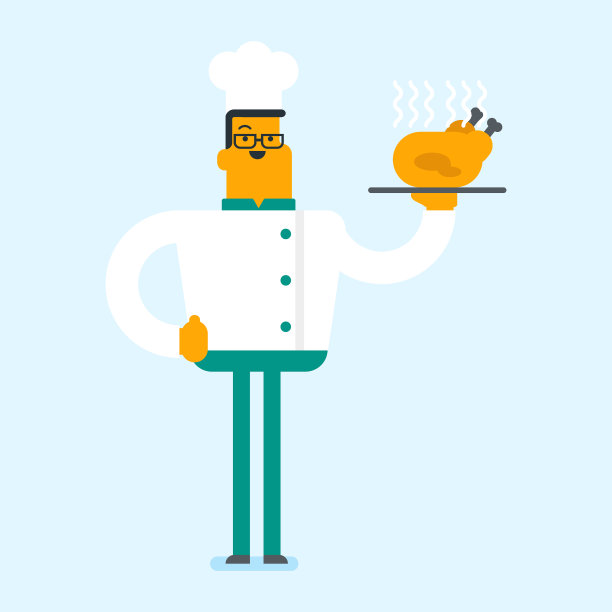 白种人厨师拿着烤鸡图片下载