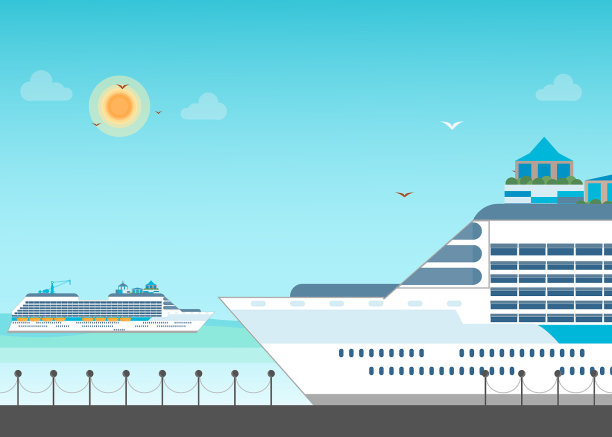 一艘游轮停泊在海港图片下载