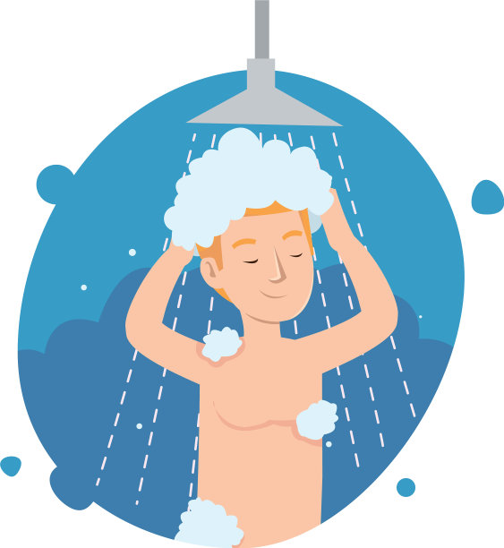 有趣的年轻人在浴室洗澡图片下载