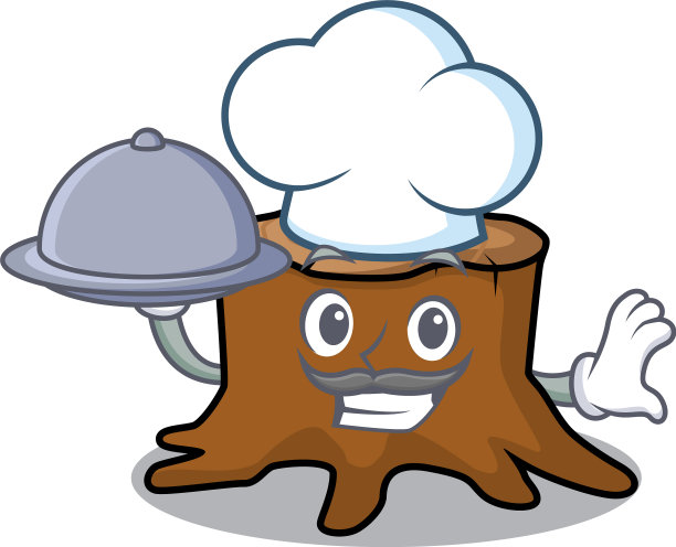 厨师用食物树桩吉祥物卡通图片下载