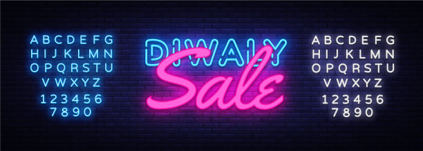 排灯节销售霓虹灯排灯节图片下载