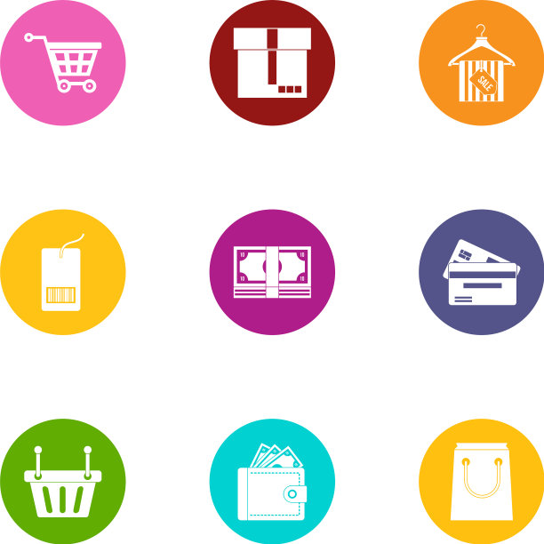 金钱袋图标设置扁平风格图片下载