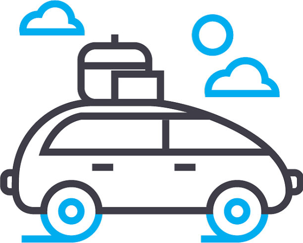 汽车与车顶架细线笔划图标图片下载