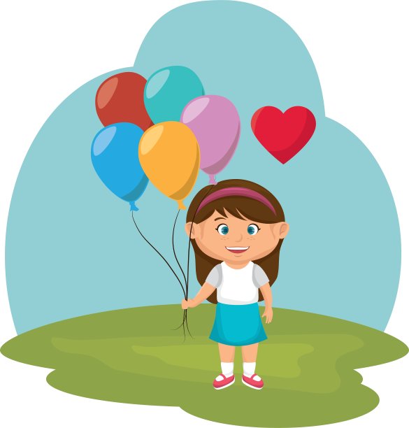 小女孩用气球吹气图片下载