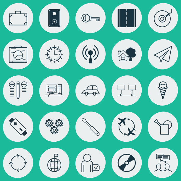 一组25个通用的可编辑图标可以使用图片下载