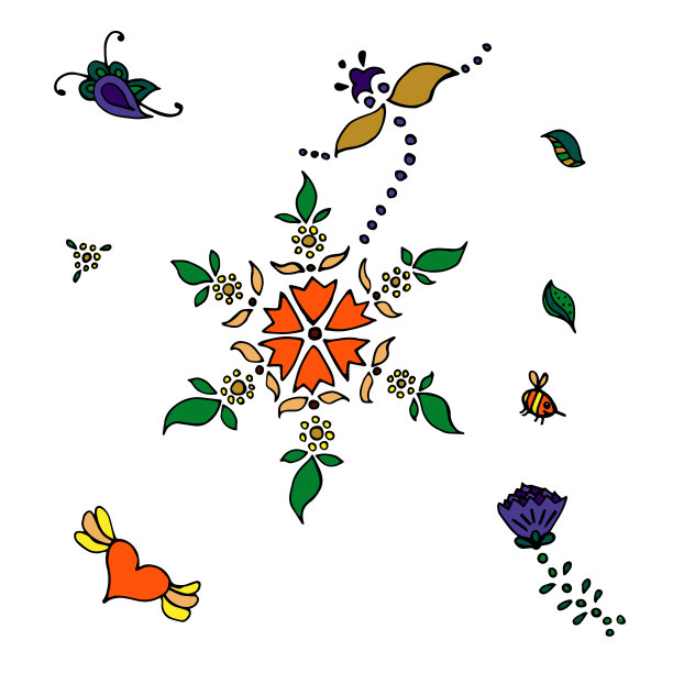 花叶图案艳丽典雅图片下载