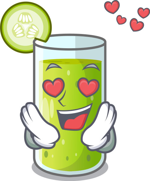 在爱美味的黄瓜汁桌上卡通图片下载