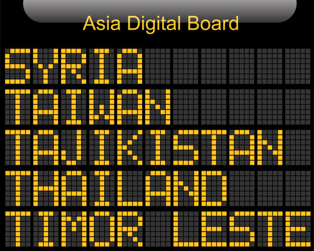 亚洲国家数字板信息图片下载