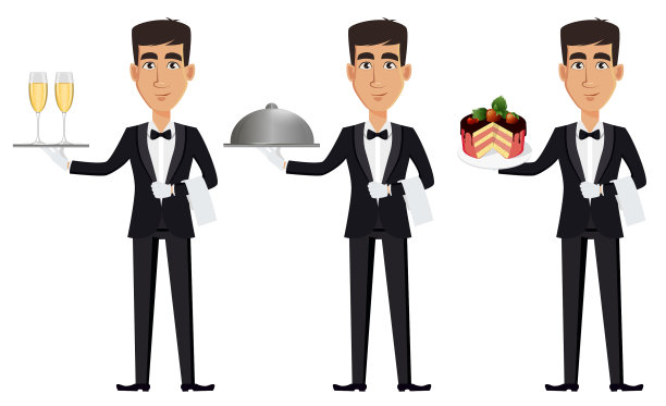 穿着职业制服的帅气侍者图片下载