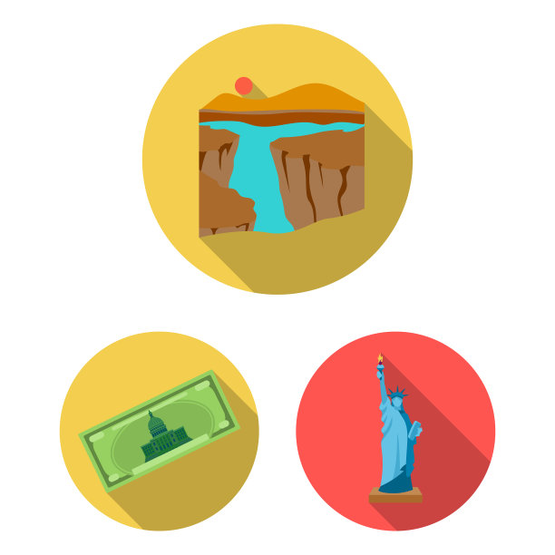 美国国家平面图标集合为图片下载