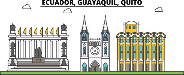 厄瓜多尔瓜亚基尔基多勾勒出城市天际线图片下载