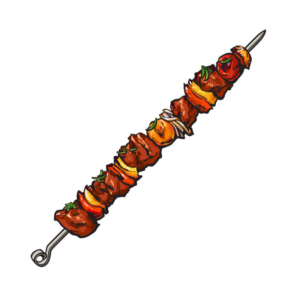 烤肉串上的烤猪肉牛肉图片下载