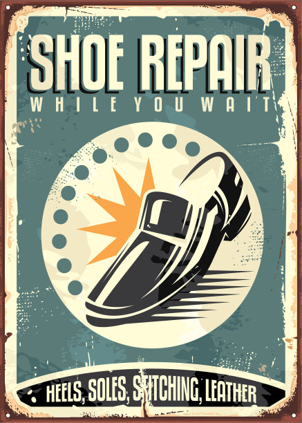 鞋修店的复古招牌图片下载