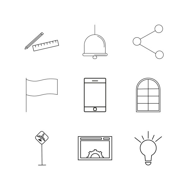 网页线性图标设置简单的轮廓图标图片下载
