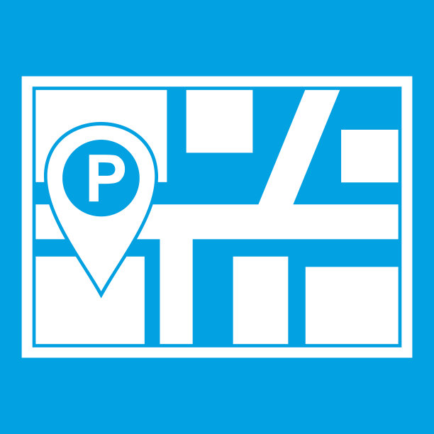 地图与停车指针图标白色图片下载