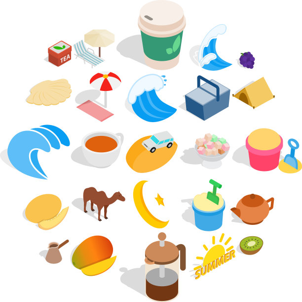 豪华图标设置等距样式图片下载