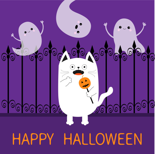 万圣节快乐幽灵害怕猫抱图片下载