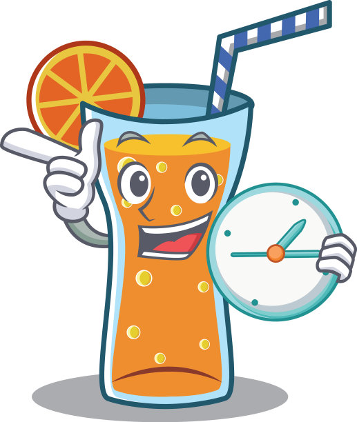 具有时钟鸡尾酒人物卡通风格图片下载