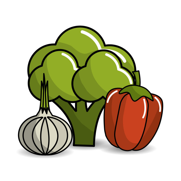 西兰花、大蒜和红辣椒的蔬菜偶像图片下载