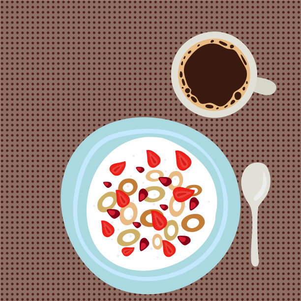 早餐燕麦粥和浆果俯视图图片下载