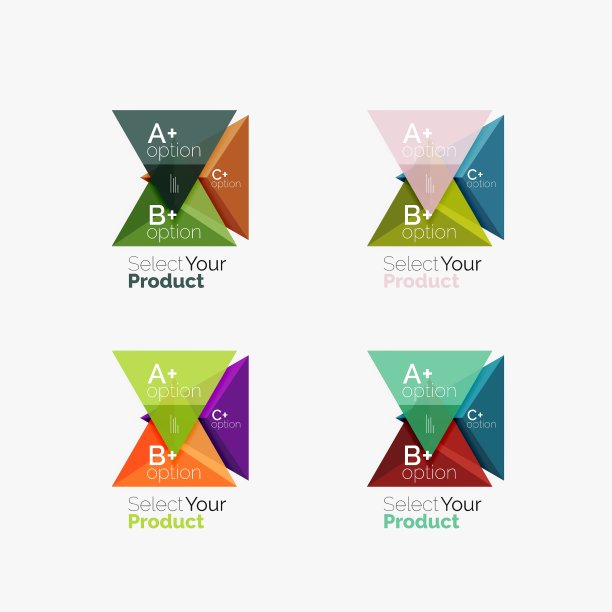 一套三角形选项信息图布局图片下载