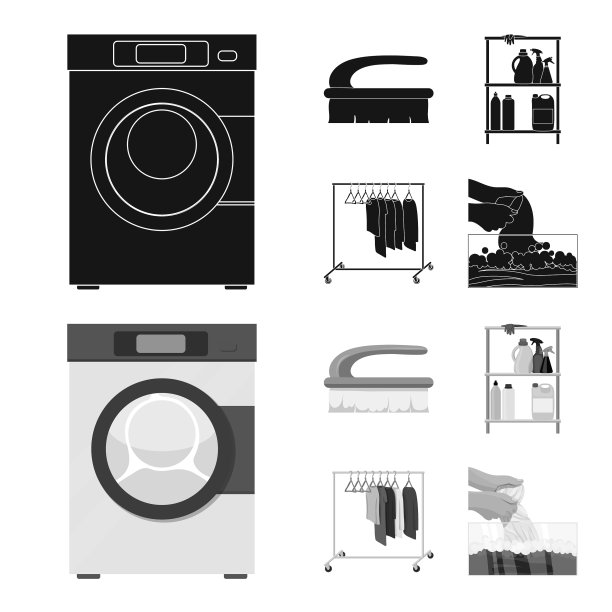 设计洗衣和清洁标识套图片下载