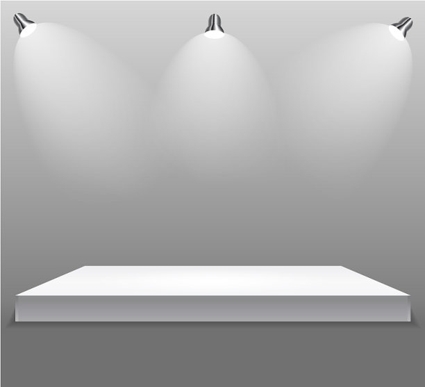 展览概念白色空架子站机智图片下载