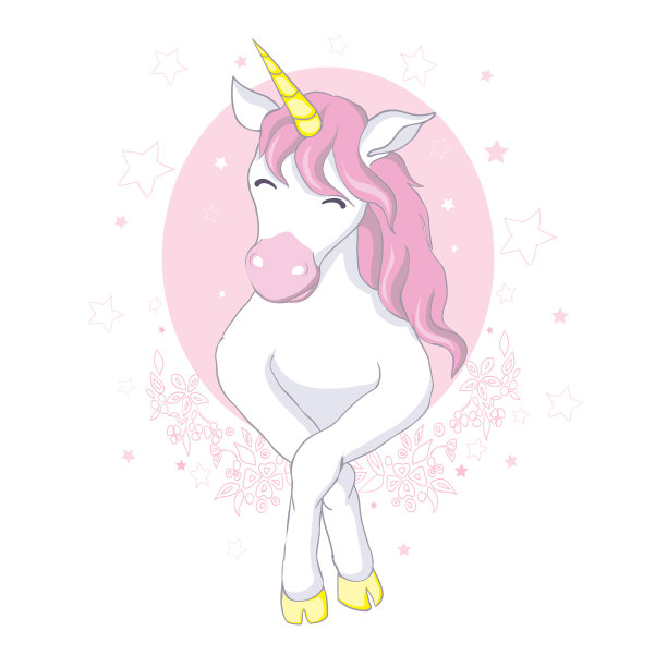 可爱的独角兽魔法角色与粉红色的鬃毛图片下载